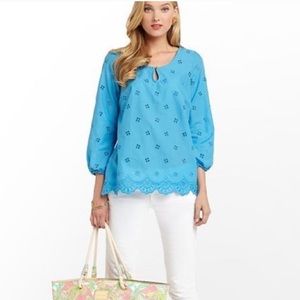 Lily Pulitzer Turquoise Telyn Top